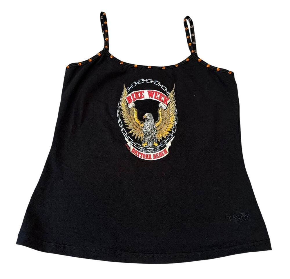 Vintage V-Twin Daytona Bike Week Studded Eagle Tank Top Built In Bra M